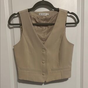 Avec Les Filles Tan Buttoned Vest